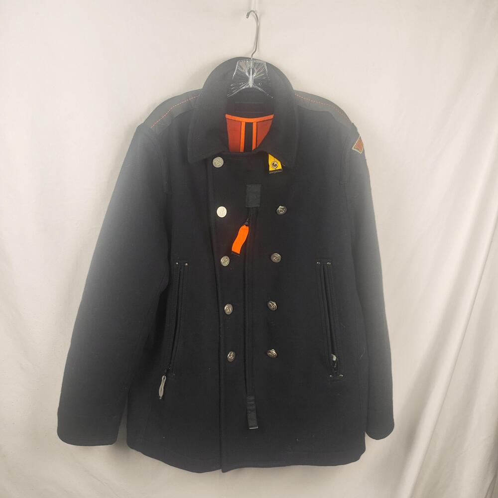 Parajumpers Coat Mens Large Black Wool Maritime Equipment Double Breasted Zip